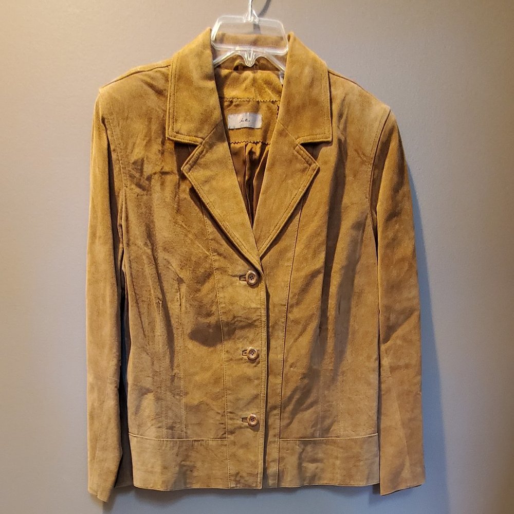 ie Tan Three Button Leather Jacket - Picture 1 of 5
